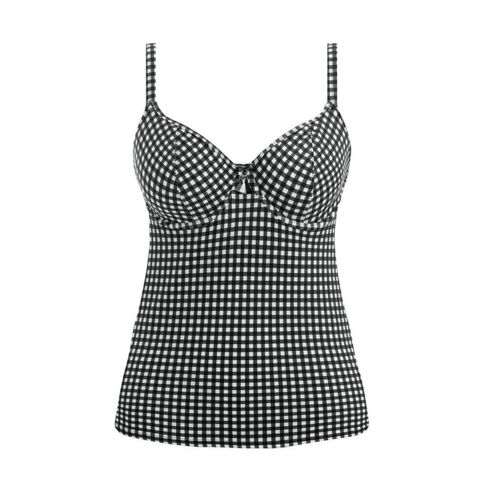 Freya MONOCHROME Check In Plunge Underwire Tankini Swim Top NEW US 30DDD Tank - Picture 2 of 8